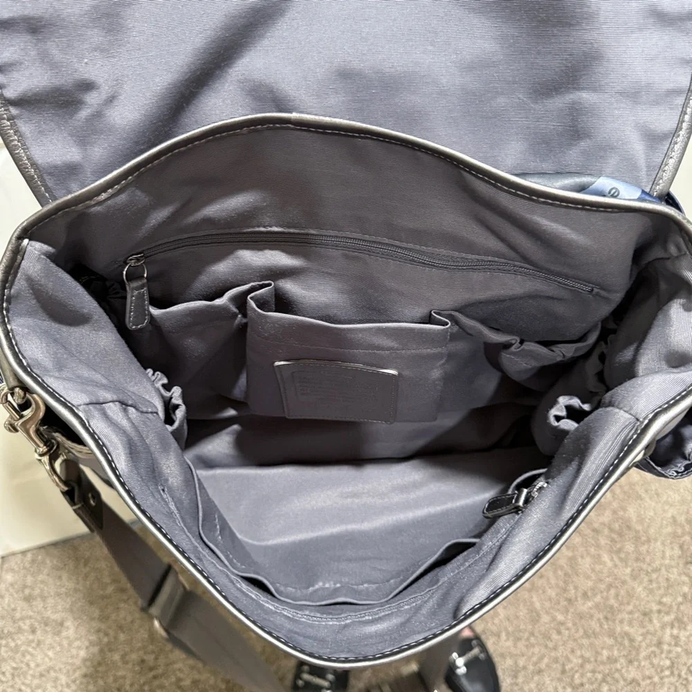 Coach Blue Gray Signature Diaper Bag Laptop Y2K Tote Messenger Crossbody F18377 - Picture 10 of 17